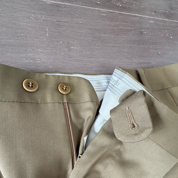 Zanella Flat Front Olive Green Dress Pants Mens SZ 343/30 - Picture 3 of 14